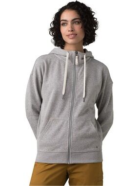Prana Cozy Up Jacket Heather Gray Zip Hoodie with Drawstring size Small